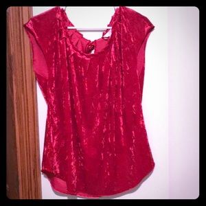 Red crushed velvet top